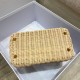 Replica Dior Medium Lady Dior Bag In Wicker and Light Blue Oblique Jacquard