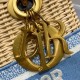 Replica Dior Medium Lady Dior Bag In Wicker and Light Blue Oblique Jacquard