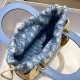 Replica Dior Medium Lady Dior Bag In Wicker and Light Blue Oblique Jacquard