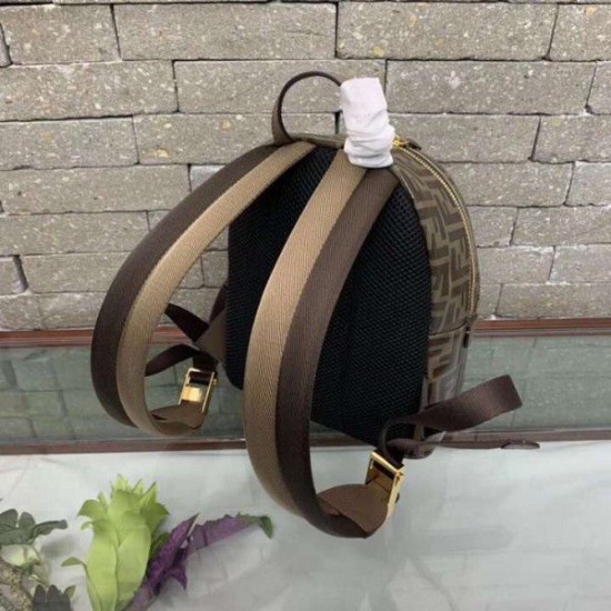 Fake Glazed Fabric Mini Backpack Brown Replica