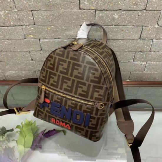 Fake Glazed Fabric Mini Backpack Brown Replica