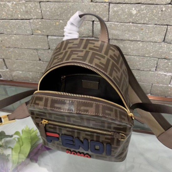 Fake Glazed Fabric Mini Backpack Brown Replica
