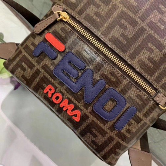 Fake Glazed Fabric Mini Backpack Brown Replica