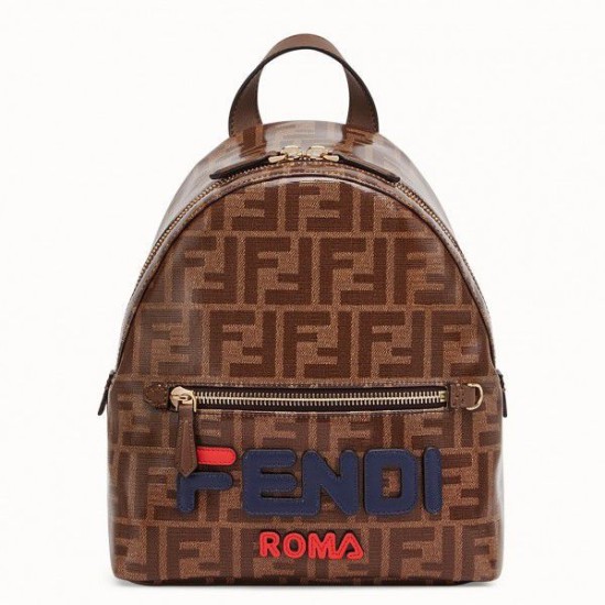 Fake Glazed Fabric Mini Backpack Brown Replica