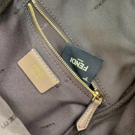 Fake Glazed Fabric Mini Backpack Brown Replica