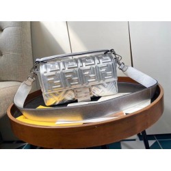 Replica Fendi Baguette Medium Bag With FF Motif Silver