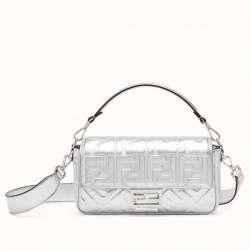 Replica Fendi Baguette Medium Bag With FF Motif Silver