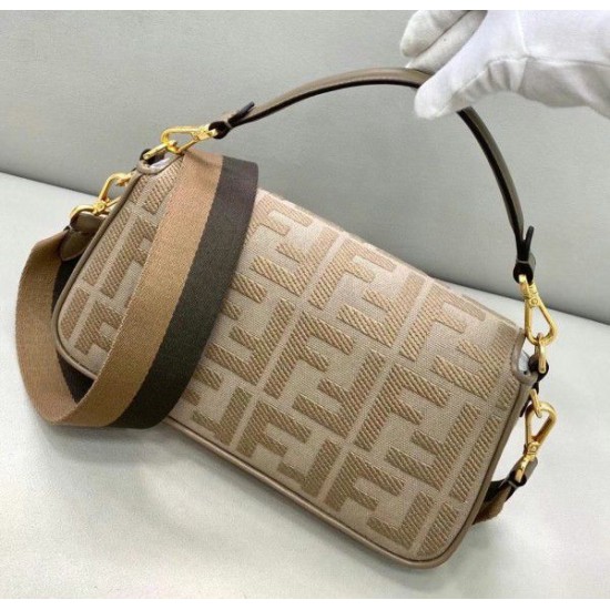 Replica Fendi Medium Baguette FF Bag Grey