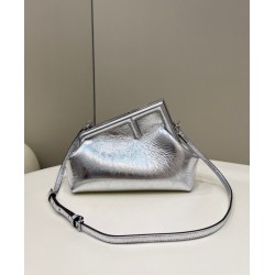 Fake First Small Bag Silver Laminated Leather Replica