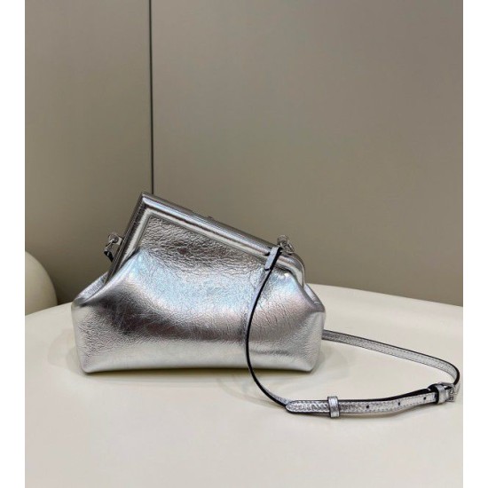 Fake First Small Bag Silver Laminated Leather Replica