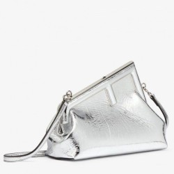 Fake First Small Bag Silver Laminated Leather Replica