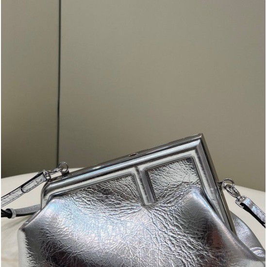 Fake First Small Bag Silver Laminated Leather Replica