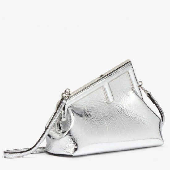 Fake First Small Bag Silver Laminated Leather Replica
