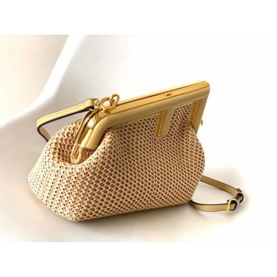 Fake First Small Bag Raffia Macrame Beige Replica