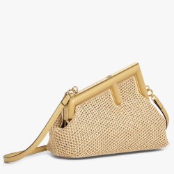 Fake First Small Bag Raffia Macrame Beige Replica