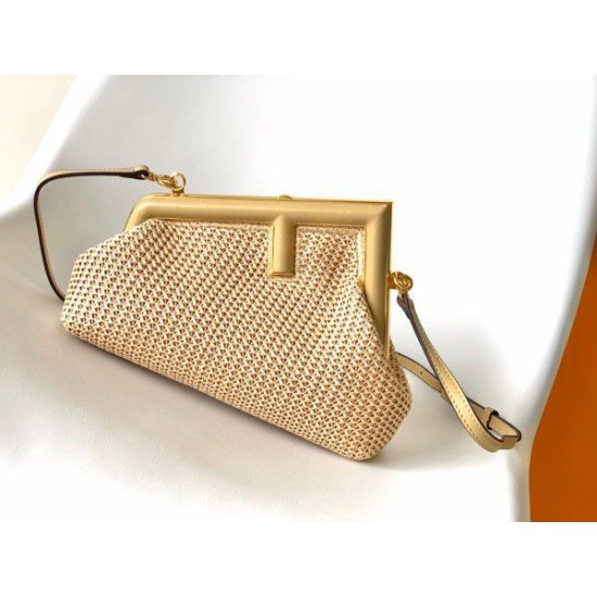 Fake First Small Bag Raffia Macrame Beige Replica