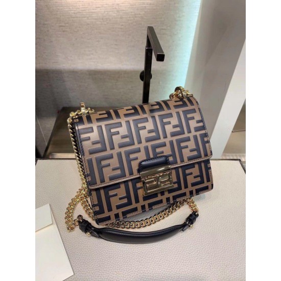 Fake Small Kan U Bag In Calfskin Embossed With FF Replica