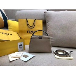 Fake Peekaboo Mini Selleria Bag with Python Leather Handle Grey Replica