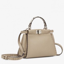 Fake Peekaboo Mini Selleria Bag with Python Leather Handle Grey Replica