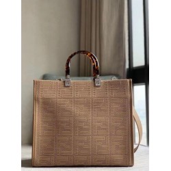 Fake Sunshine Medium Shopper FF Fabric Bag Beige Replica