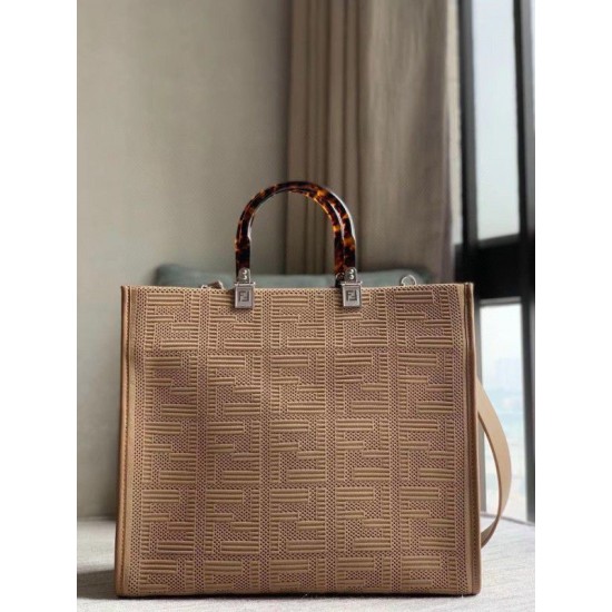 Fake Sunshine Medium Shopper FF Fabric Bag Beige Replica