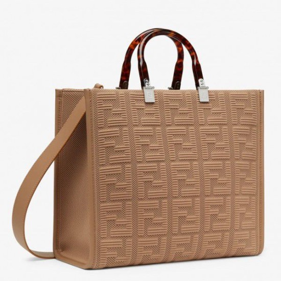Fake Sunshine Medium Shopper FF Fabric Bag Beige Replica
