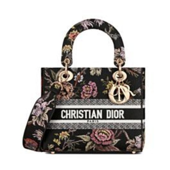 Replica Christian Dior Medium Lady D-Lite Bag Black Replica Christian Dior Medium Lady D-Lite Bag Black