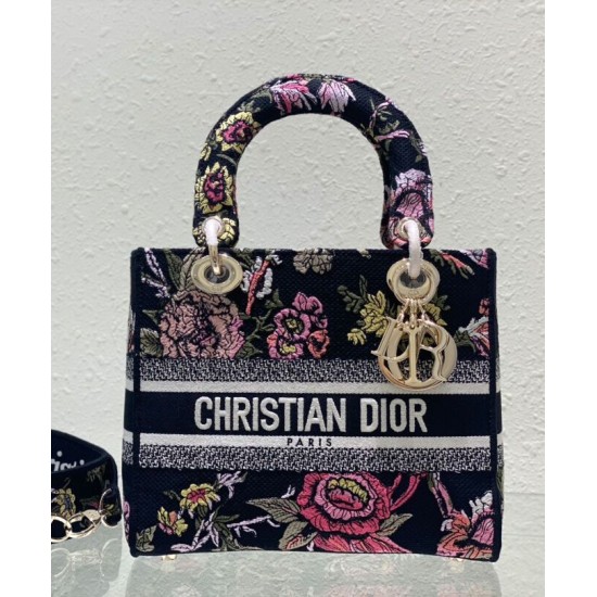 Replica Christian Dior Medium Lady D-Lite Bag Black Replica Christian Dior Medium Lady D-Lite Bag Black