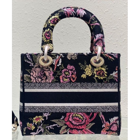 Replica Christian Dior Medium Lady D-Lite Bag Black Replica Christian Dior Medium Lady D-Lite Bag Black