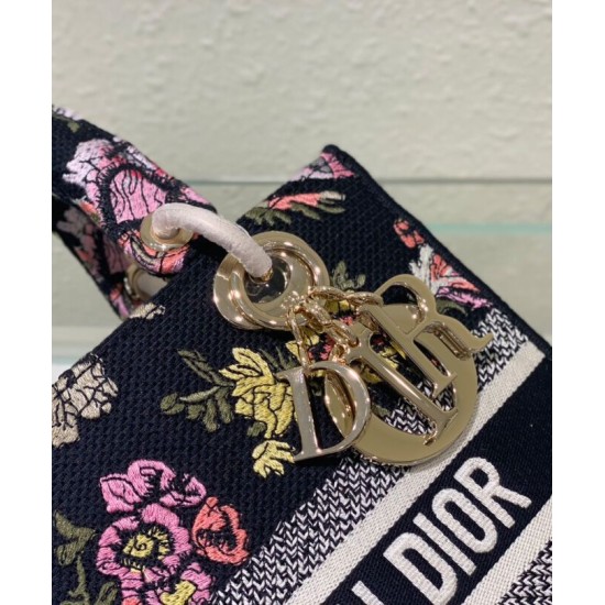 Replica Christian Dior Medium Lady D-Lite Bag Black Replica Christian Dior Medium Lady D-Lite Bag Black