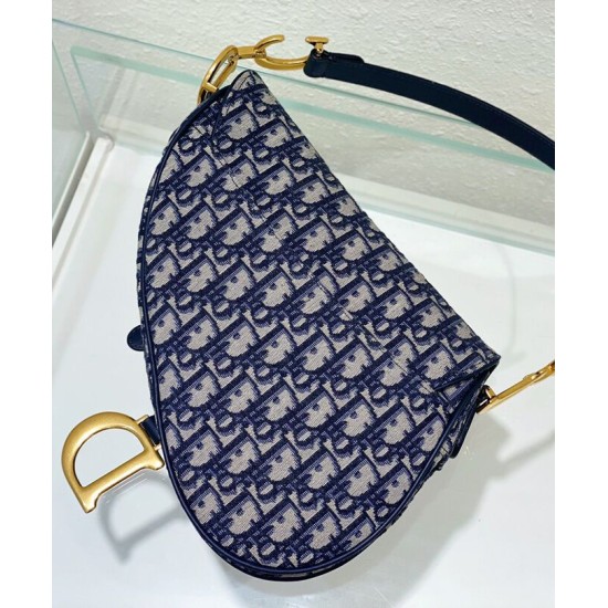 Replica Christian Dior Saddle Bag With Strap Dark Blue
