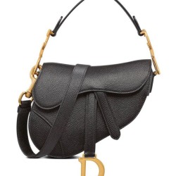 Fake Christian Dior Mini Saddle Bag With Strap Black Replica