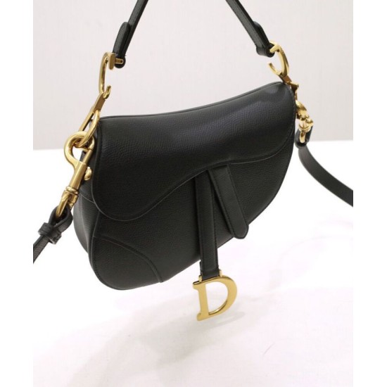 Fake Christian Dior Mini Saddle Bag With Strap Black Replica