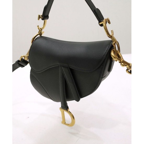 Fake Christian Dior Mini Saddle Bag With Strap Black Replica