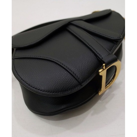 Fake Christian Dior Mini Saddle Bag With Strap Black Replica
