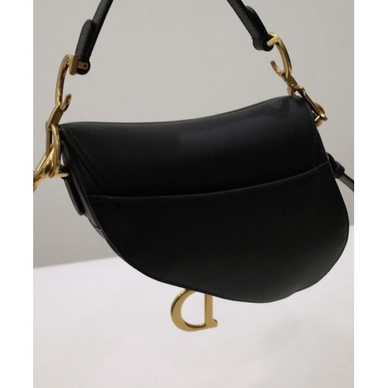 Fake Christian Dior Mini Saddle Bag With Strap Black Replica