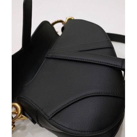 Fake Christian Dior Mini Saddle Bag With Strap Black Replica
