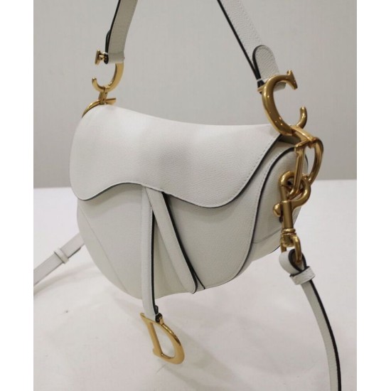 Replica Christian Dior Mini Saddle Bag With Strap White