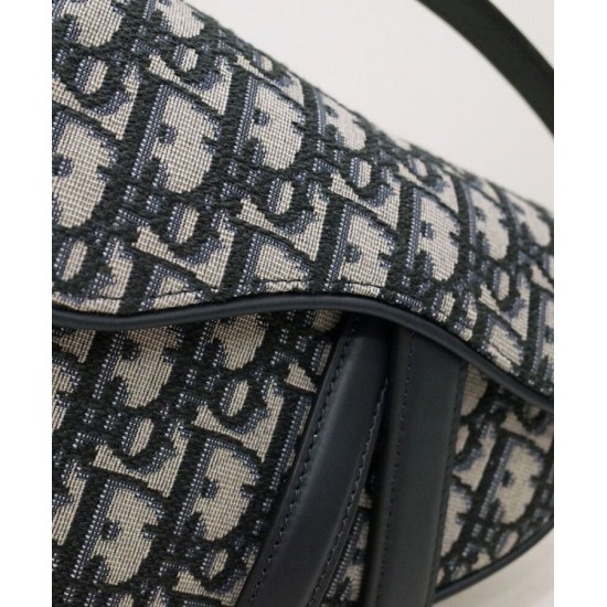Fake Christian Dior Mini Saddle Bag With Strap Dark Blue Replica