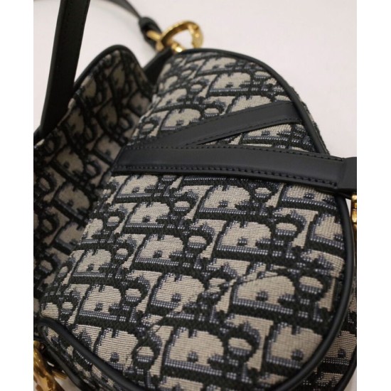 Fake Christian Dior Mini Saddle Bag With Strap Dark Blue Replica