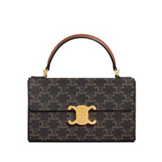Fake Celine Box Triomphe In Triomphe Canvas And Calfskin Coffee Replica