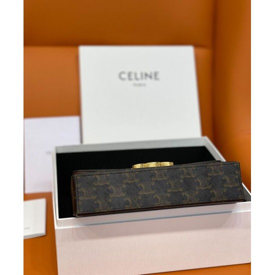 Fake Celine Box Triomphe In Triomphe Canvas And Calfskin Coffee Replica