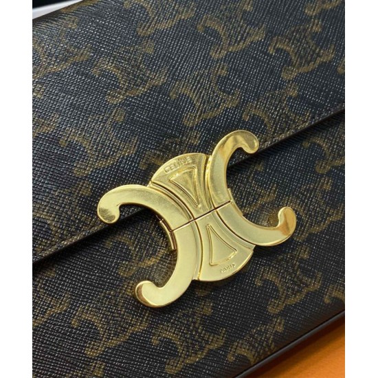 Fake Celine Box Triomphe In Triomphe Canvas And Calfskin Coffee Replica