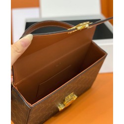 Fake Celine Box Triomphe In Triomphe Canvas And Calfskin Coffee Replica