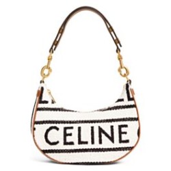 Replica Celine Medium Ava Strap Bag In Textile With Celine All-Over And Calfskin Cream