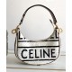Replica Celine Medium Ava Strap Bag In Textile With Celine All-Over And Calfskin Cream