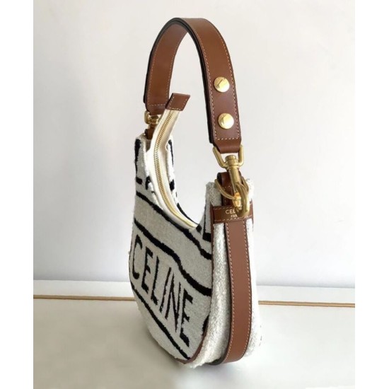 Replica Celine Medium Ava Strap Bag In Textile With Celine All-Over And Calfskin Cream