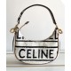 Replica Celine Medium Ava Strap Bag In Textile With Celine All-Over And Calfskin Cream