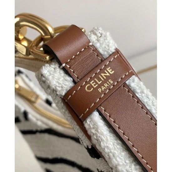 Replica Celine Medium Ava Strap Bag In Textile With Celine All-Over And Calfskin Cream