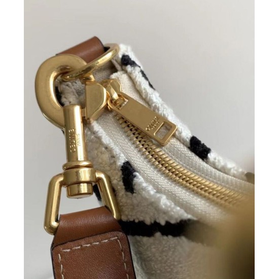 Replica Celine Medium Ava Strap Bag In Textile With Celine All-Over And Calfskin Cream